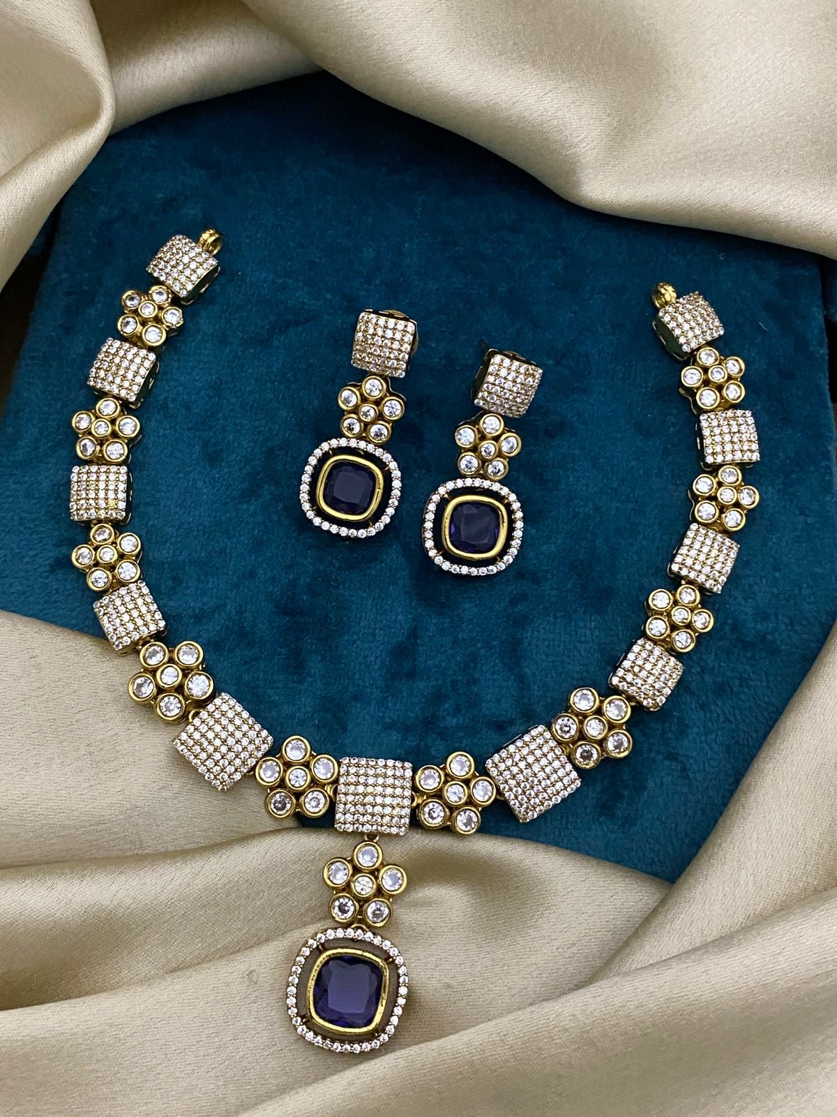 Royal Ruby Stone Necklace Set with Earrings
