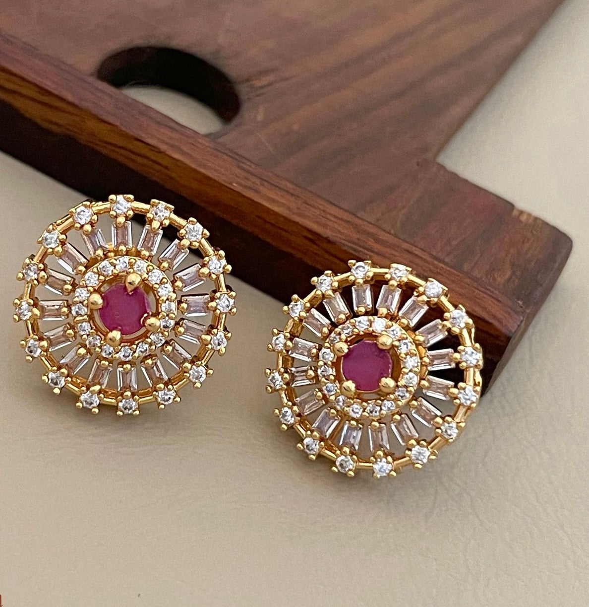 Radiant Sunburst Stud AD Earrings