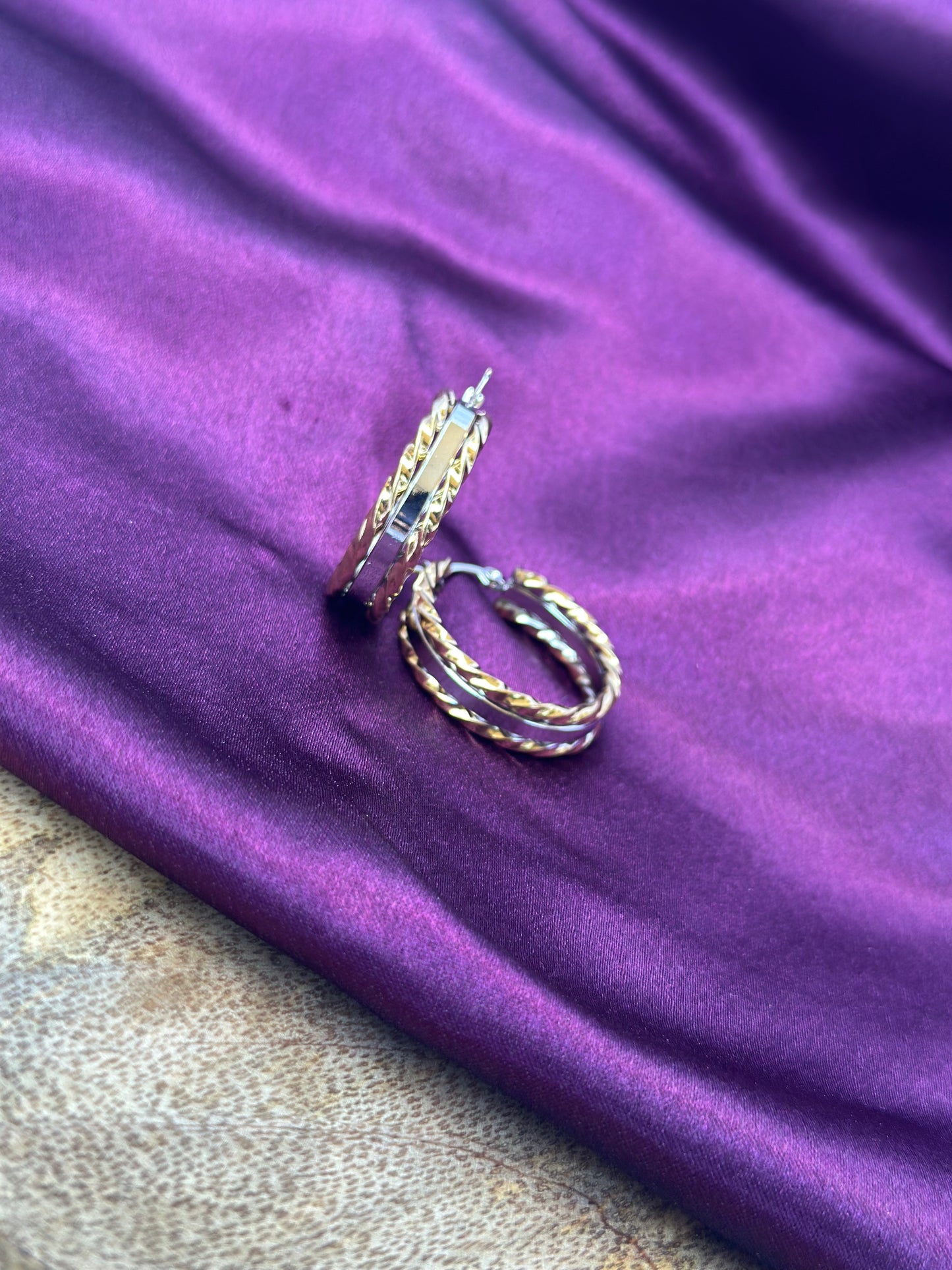 Dual Tone Hoop Earrings