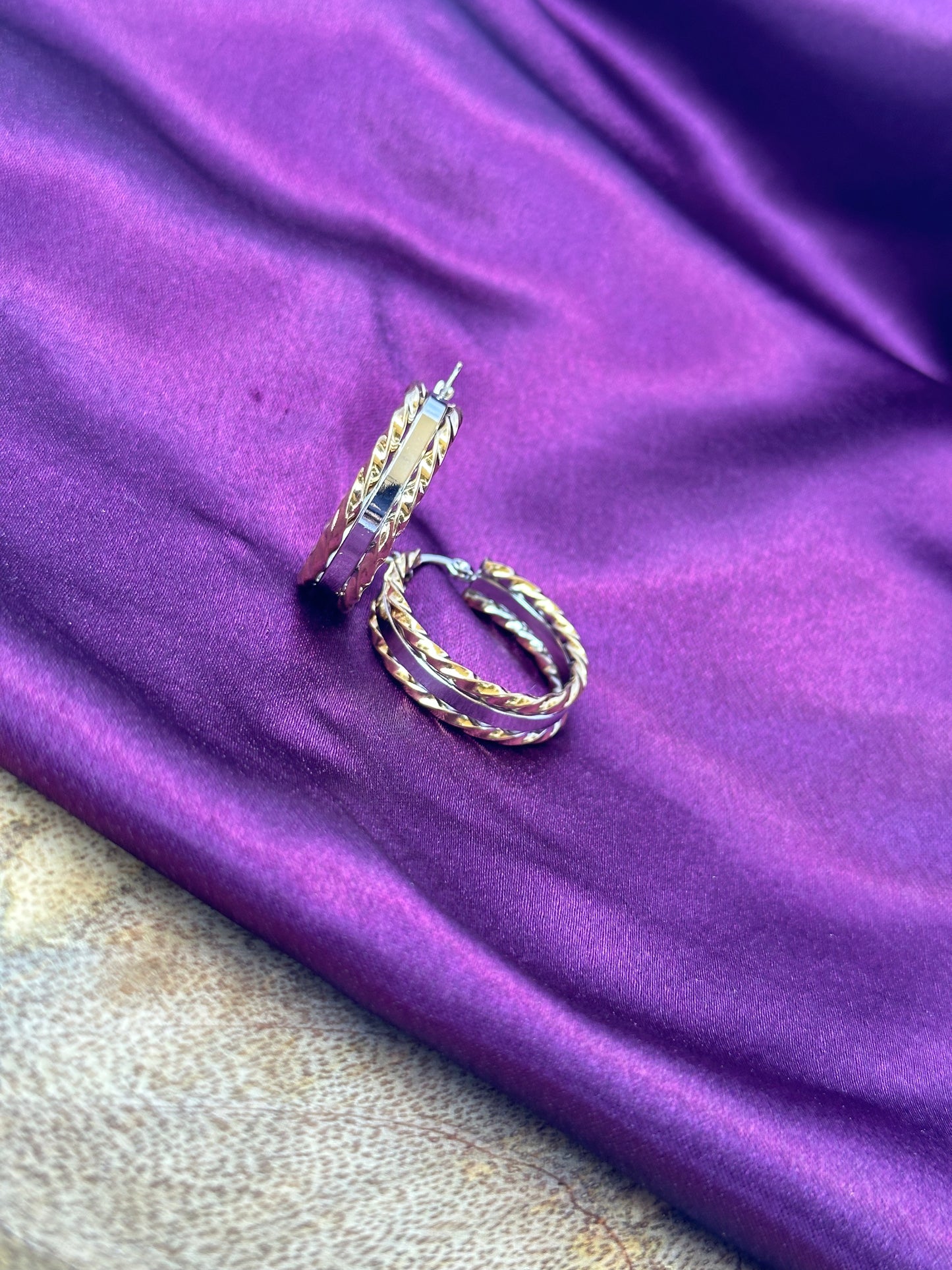 Dual Tone Hoop Earrings