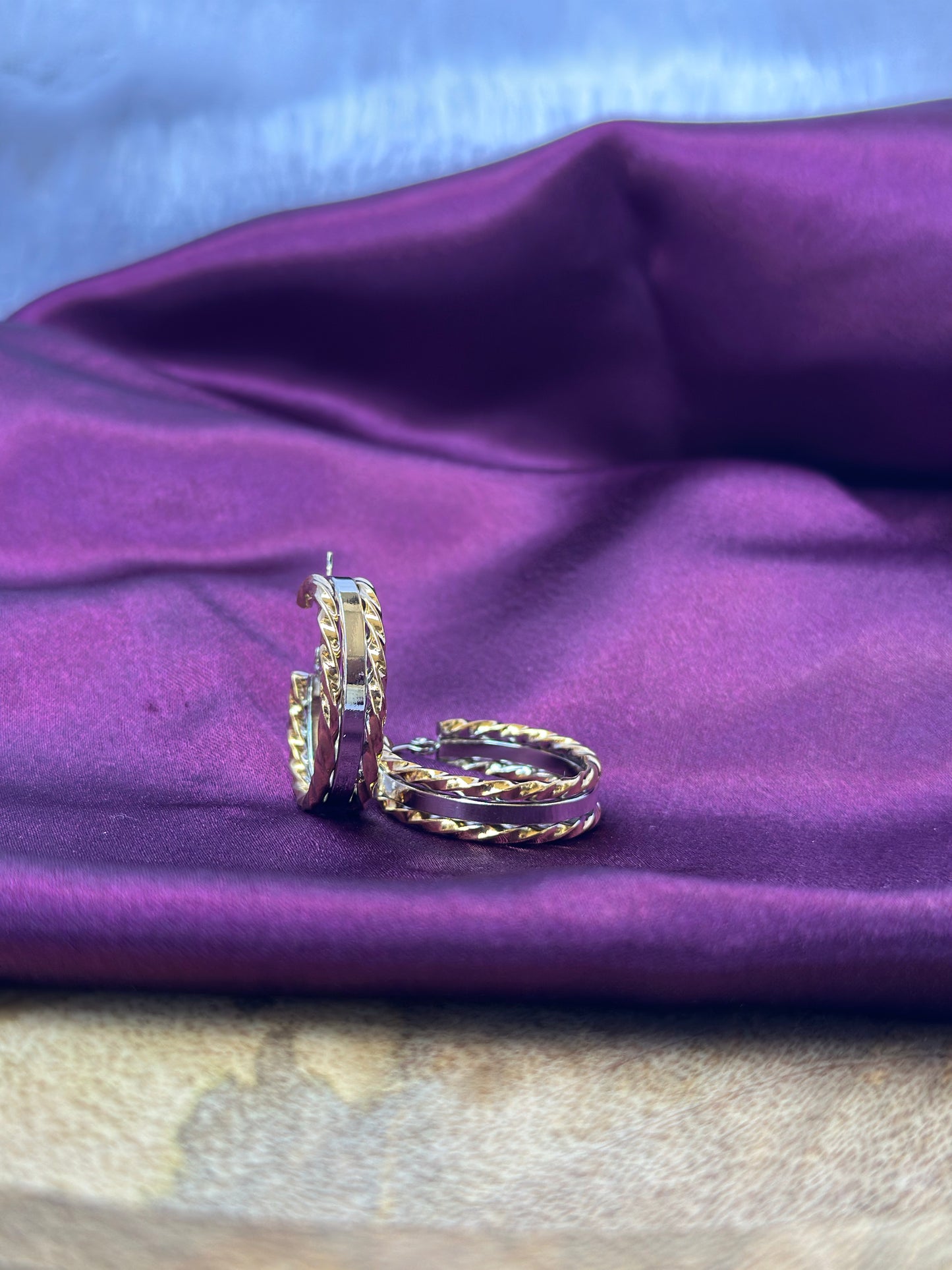 Dual Tone Hoop Earrings