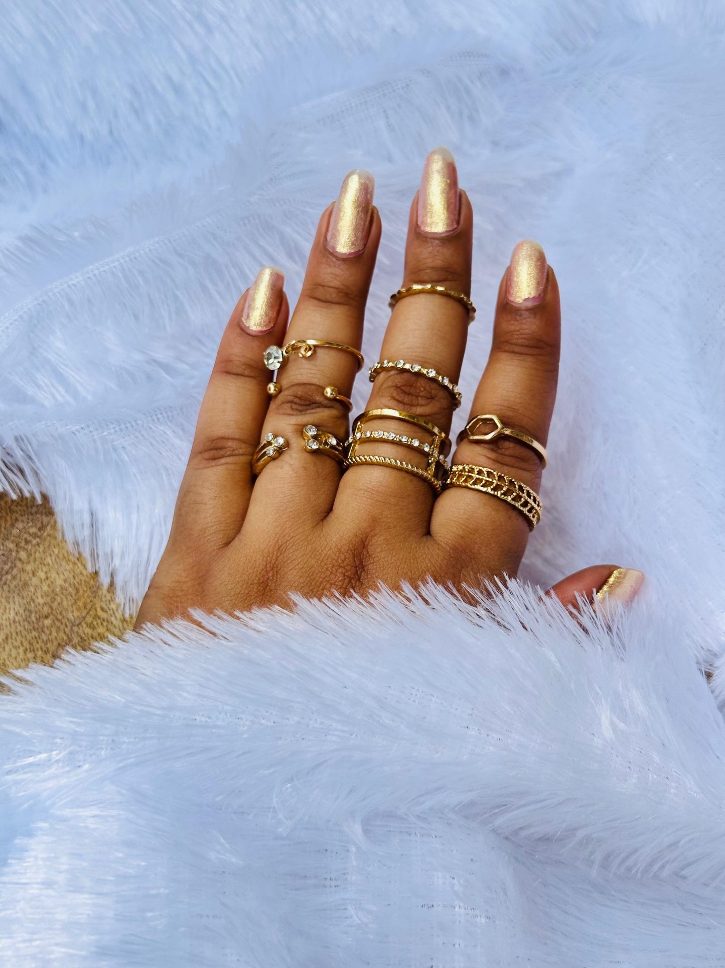 Elegant Gold-Tone Trending Rings Set