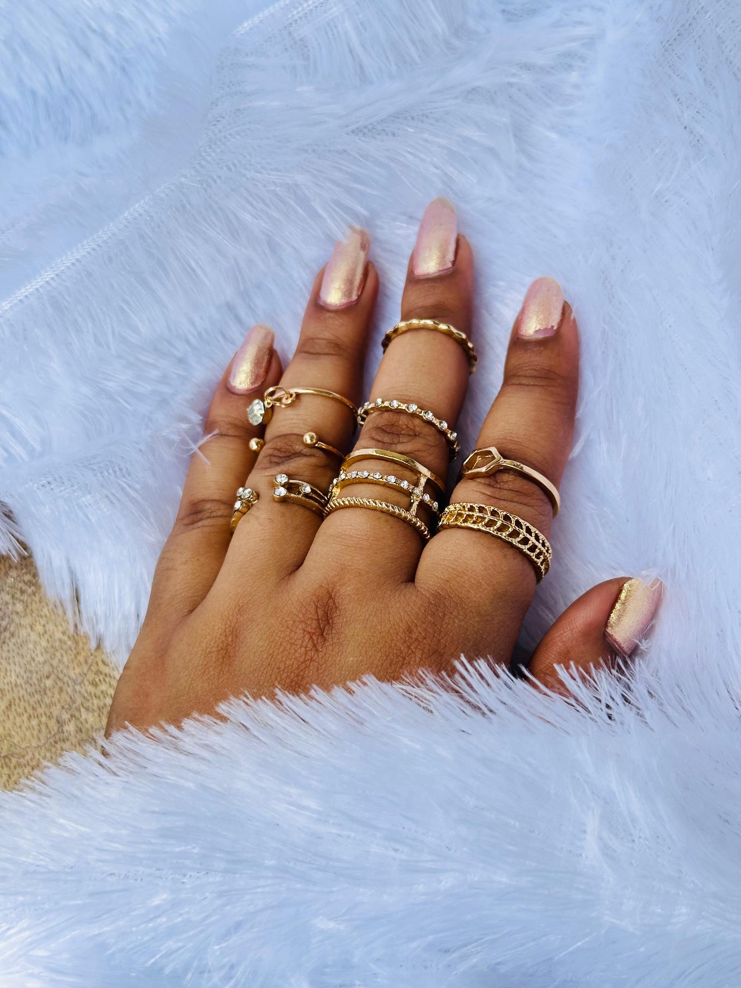 Elegant Gold-Tone Trending Rings Set