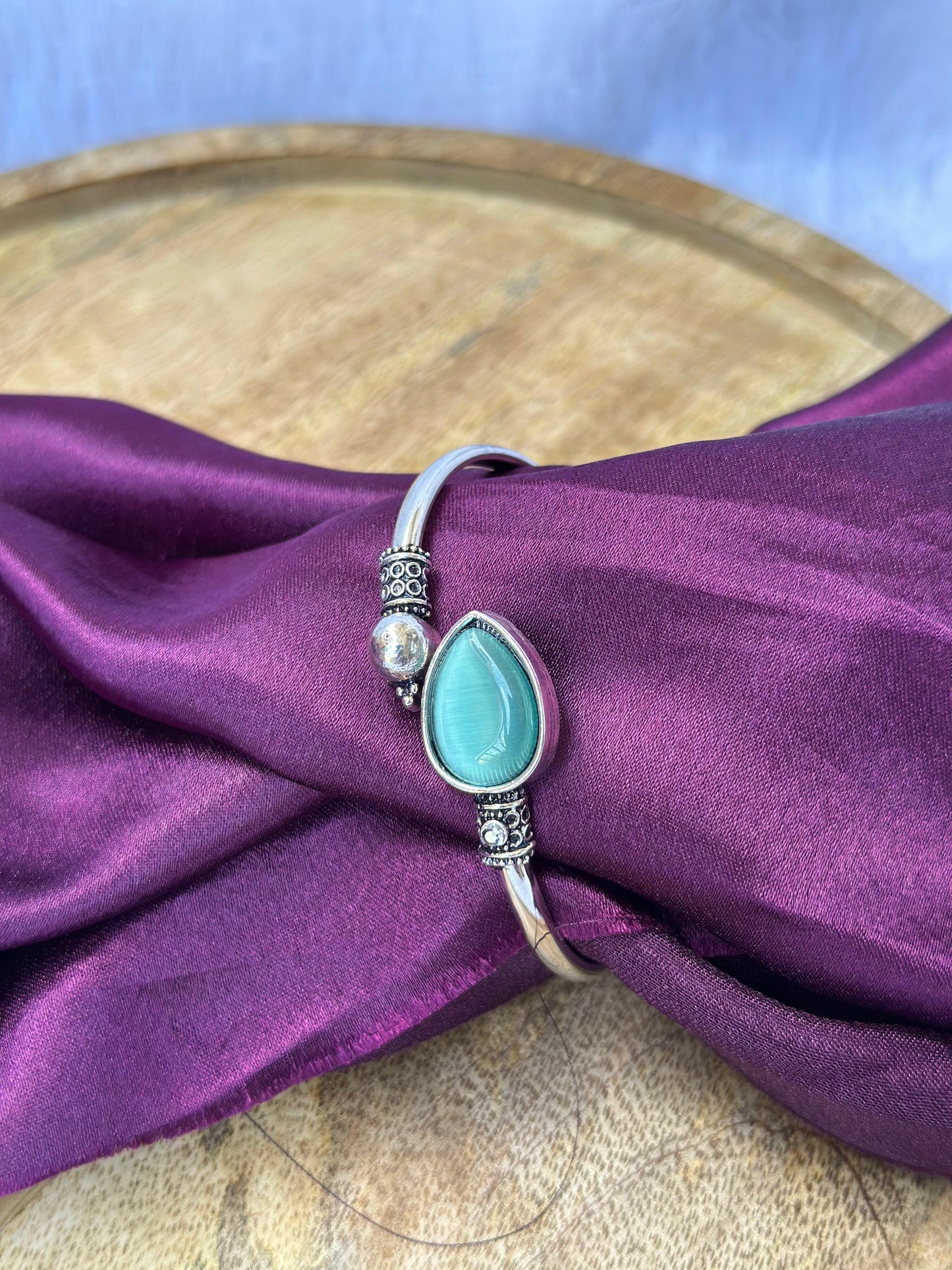 Aqua Glow Sterling Silver Bracelet