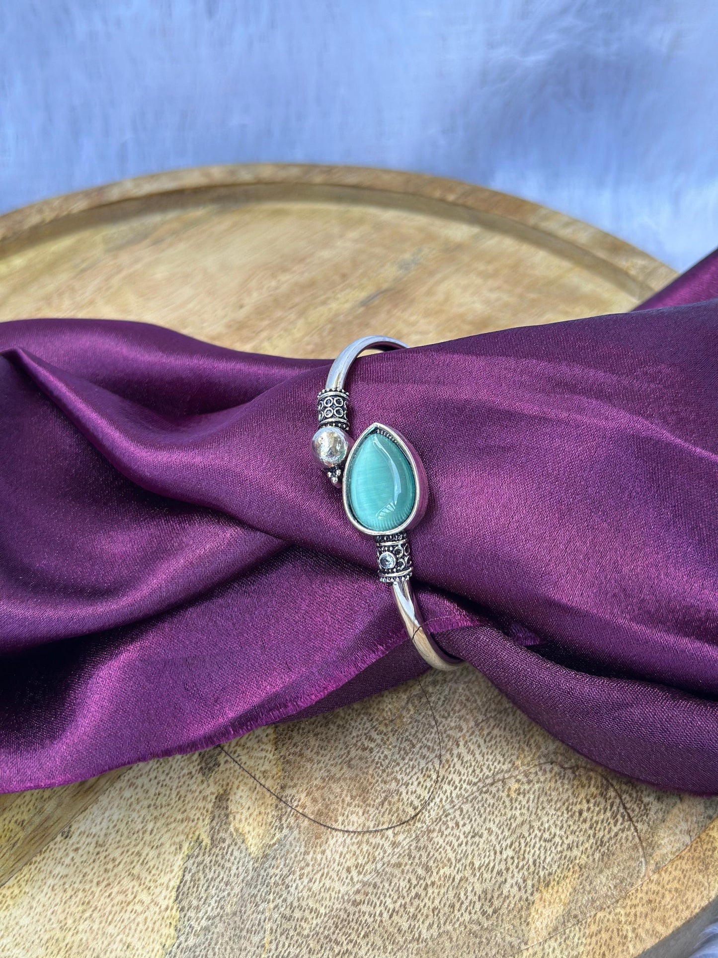Aqua Glow Sterling Silver Bracelet