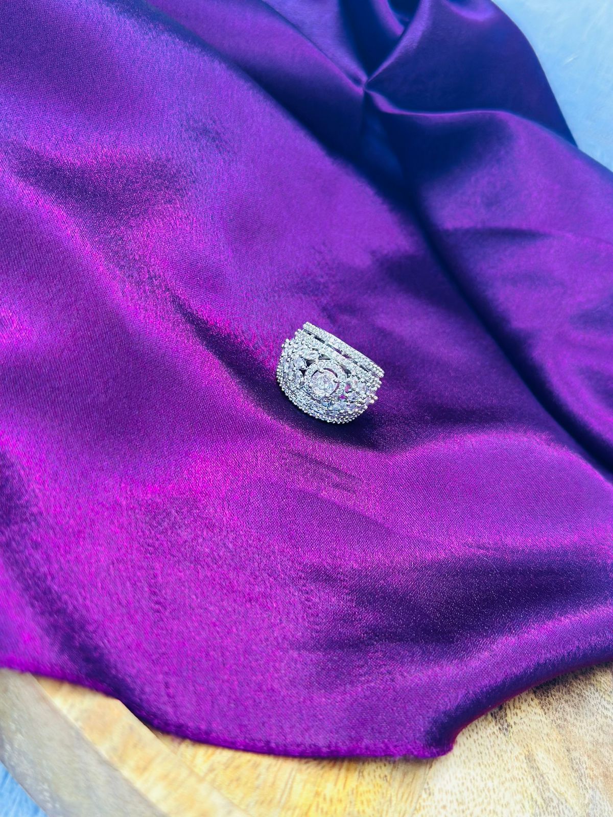 Luxury Silver Plated Crystal Cocktail Ring