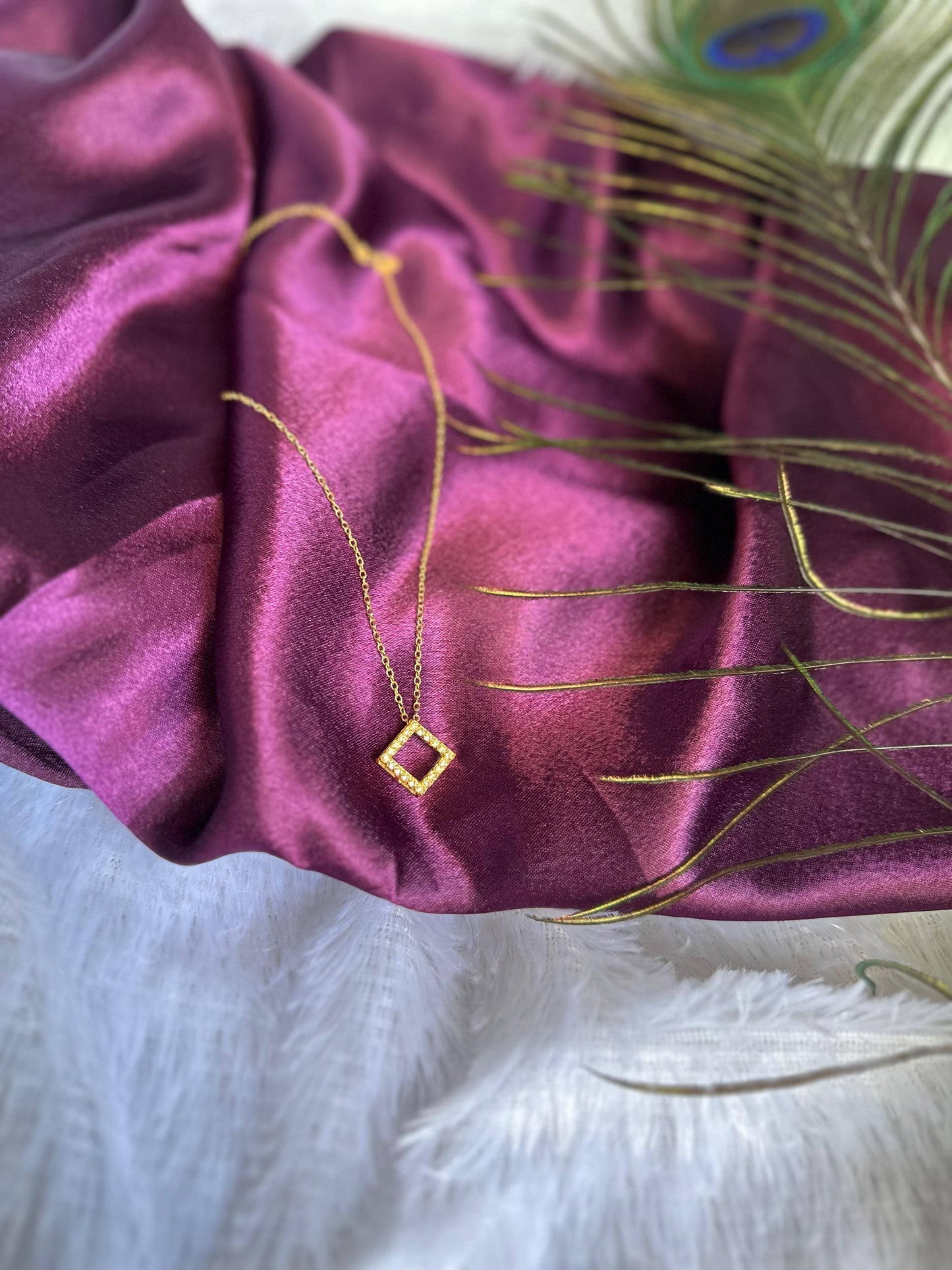 Golden Square Charm Pendant