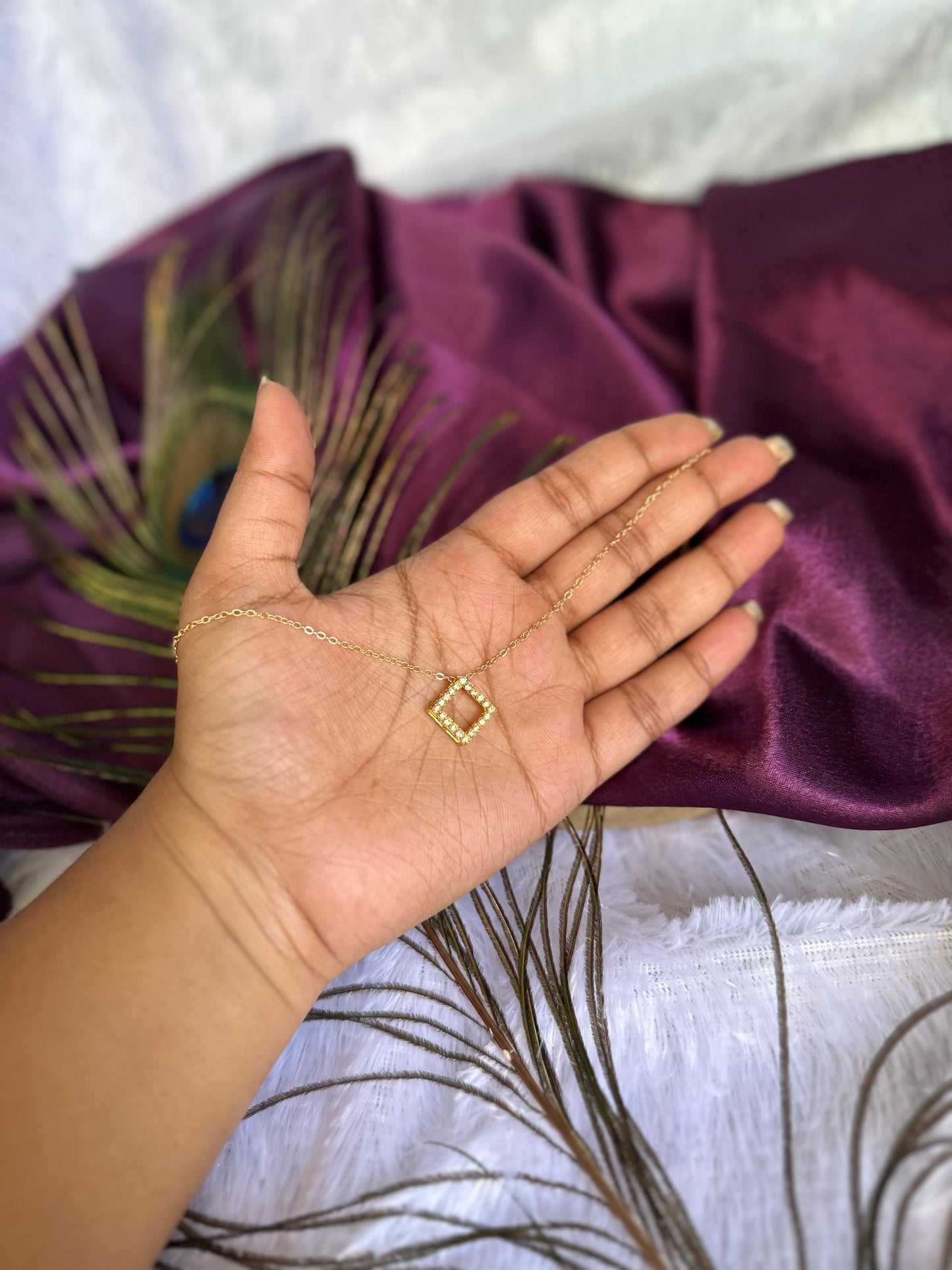 Golden Square Charm Pendant