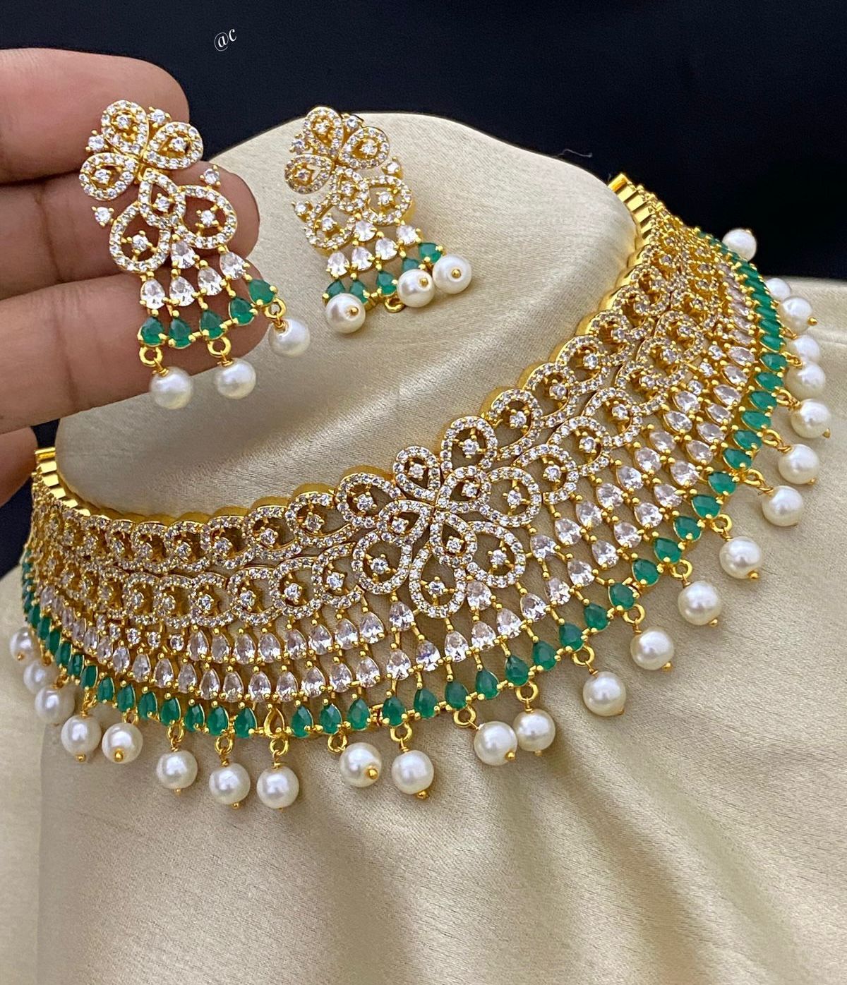 Regal Ruby & Pearl Bridal Choker Set
