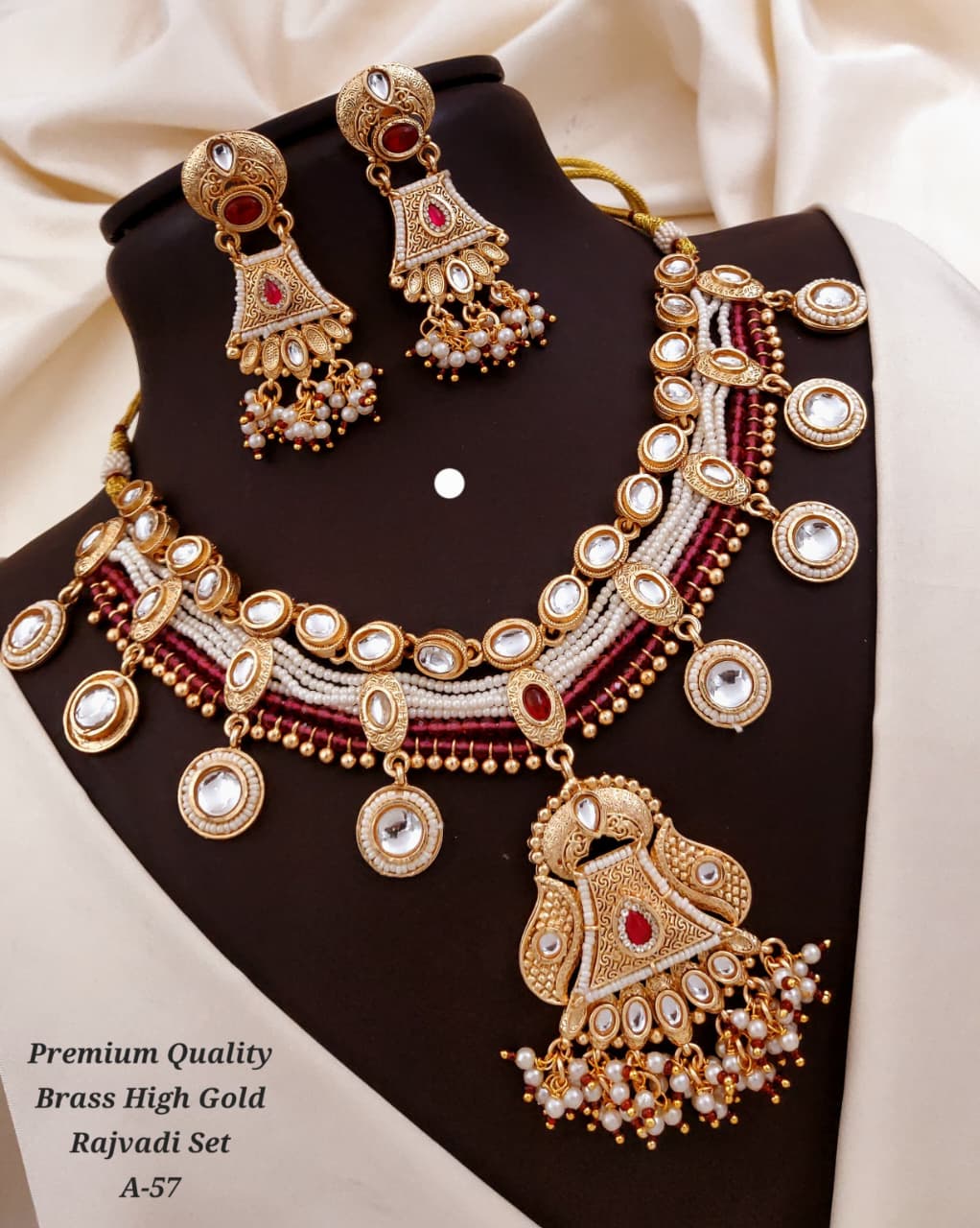 Royal Rajvadi Brass High Gold Necklace Set