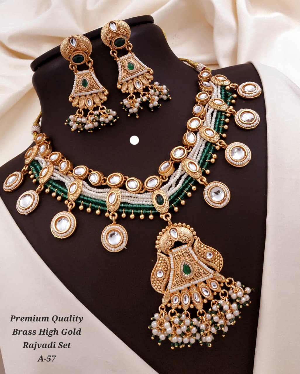 Royal Rajvadi Brass High Gold Necklace Set