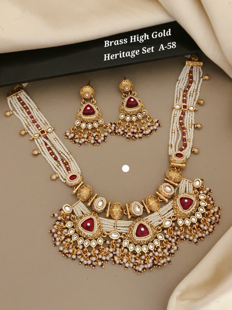 Brass High Gold Heritage Necklace Set
