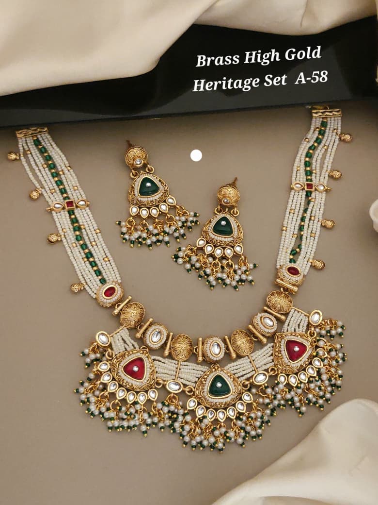 Brass High Gold Heritage Necklace Set