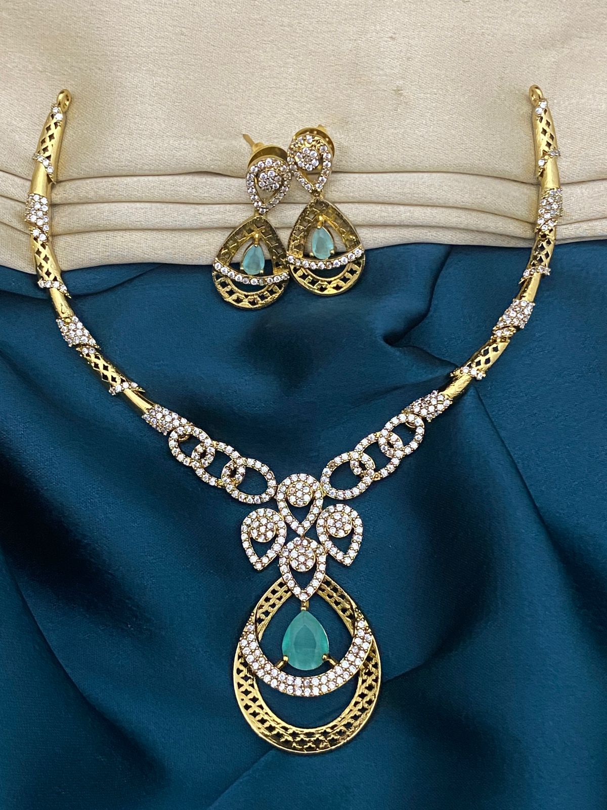 Regal Ruby Teardrop Necklace Set