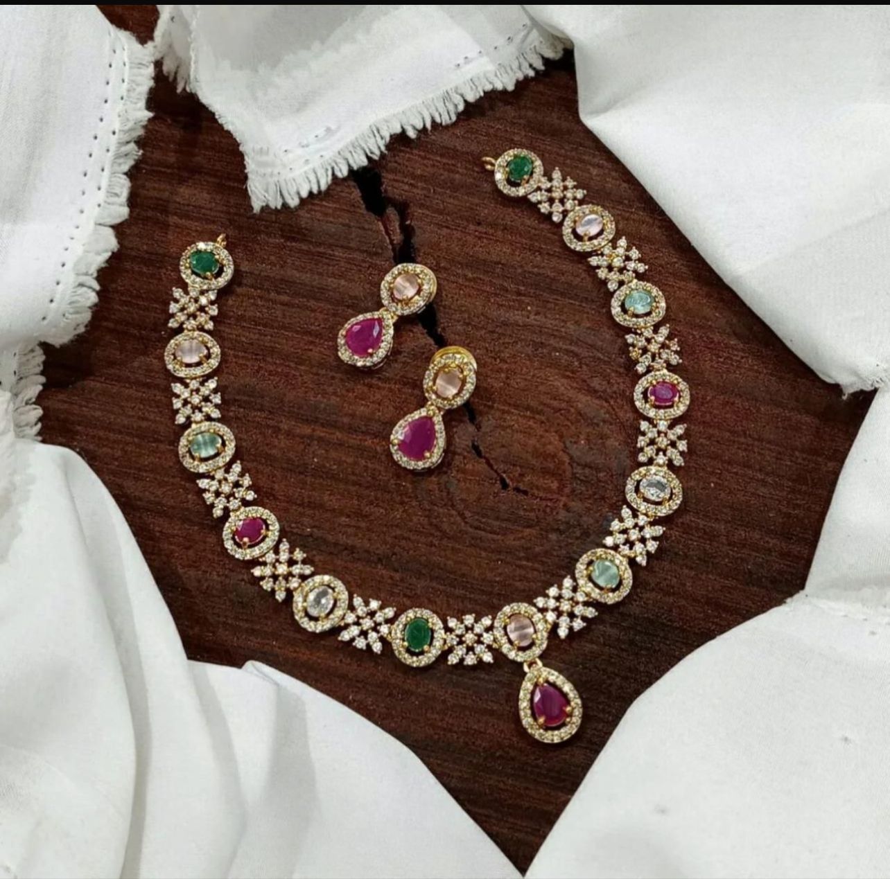 Ruby Radiance Gold-Plated Necklace Set