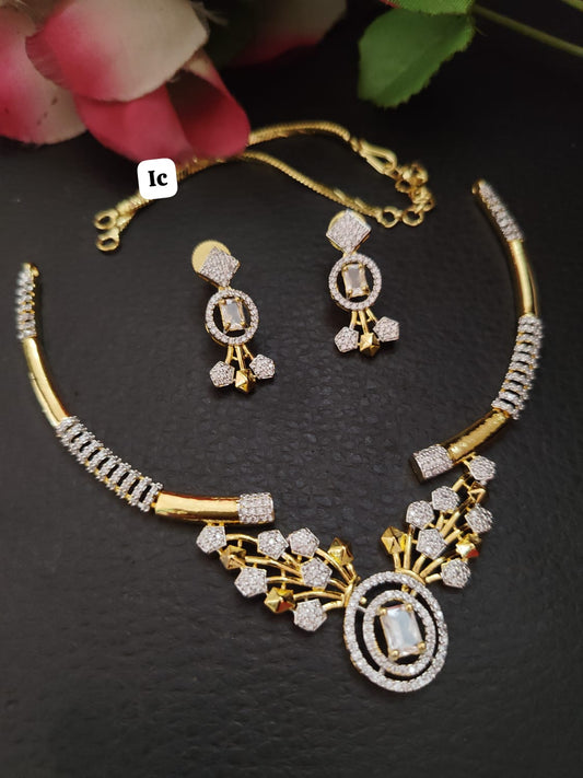 Elegant Gold-Plated Diamond Necklace Set