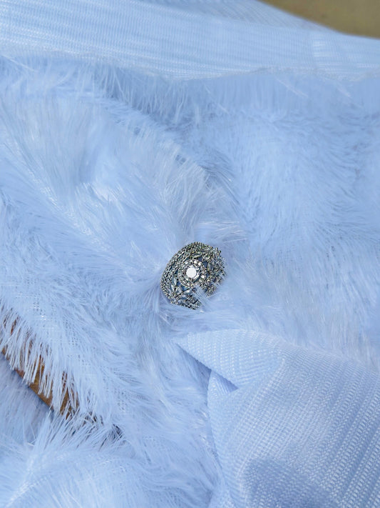 Luxury Silver Plated Crystal Cocktail Ring