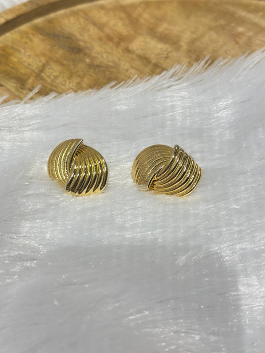 Golden Retro Knot Stud Earrings