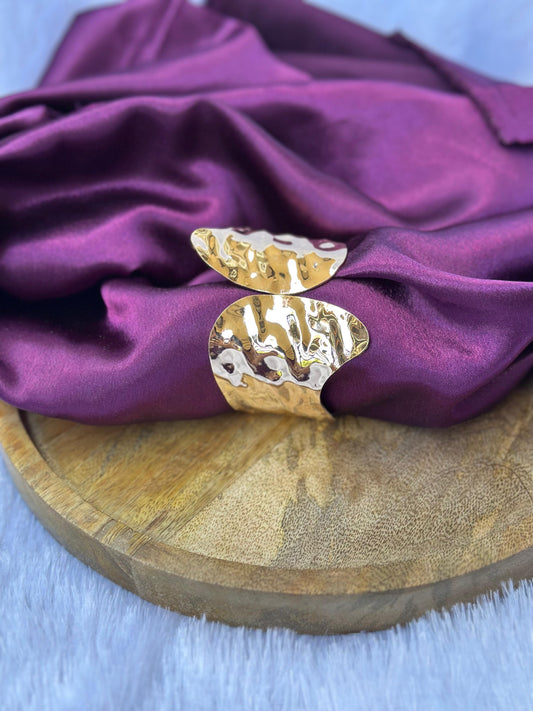 Gold-Plated Hammered Statement Bangle