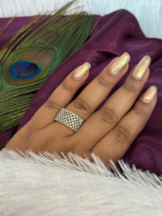 Elegant Sparkle Wide Band Ring