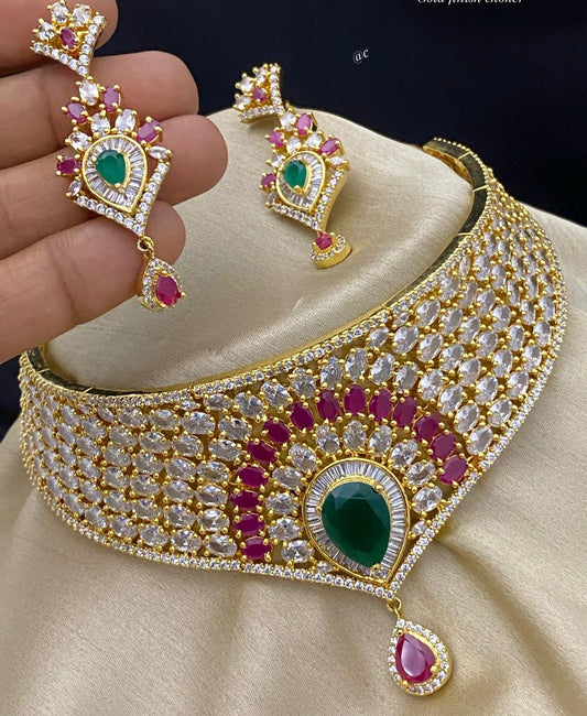 Regal Emerald & Ruby Choker Set