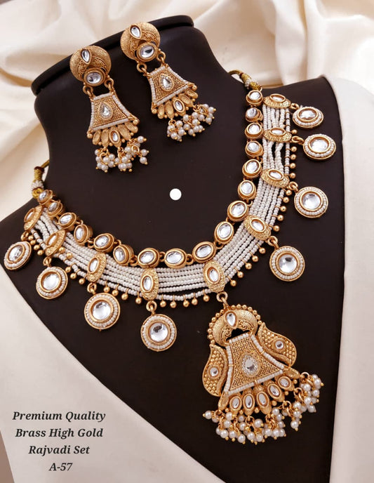 Royal Rajvadi Brass High Gold Necklace Set