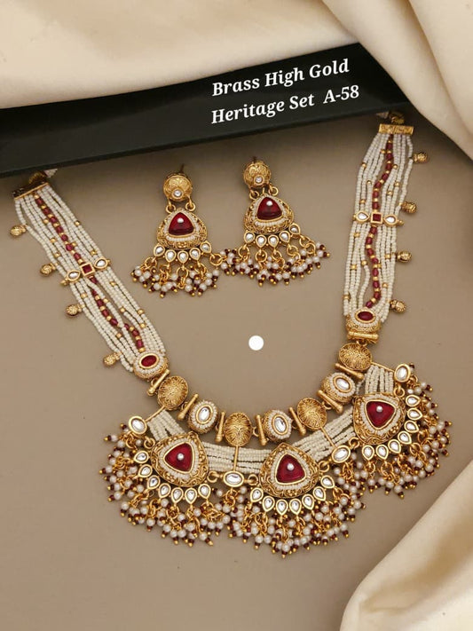 Brass High Gold Heritage Necklace Set