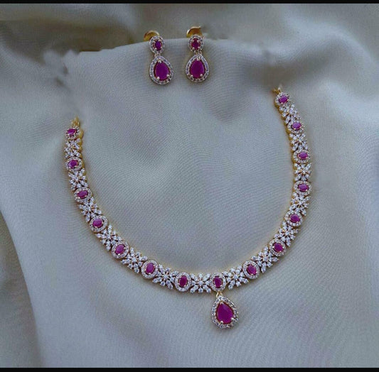 Ruby Radiance Gold-Plated Necklace Set